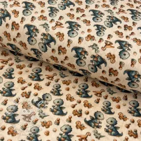 Dvojitá gázovina/mušelín Baby dino design B digital print