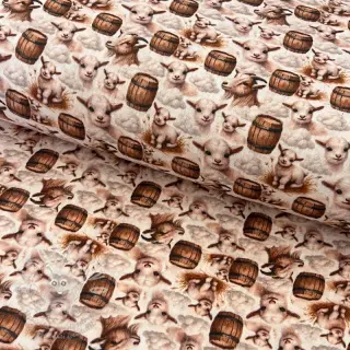 Dvojitá gázovina/mušelín Little farm animals design D digital print