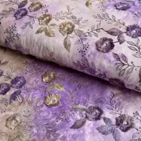Bavlněná látka TIE DYE EMBROIDERY Poppy design J