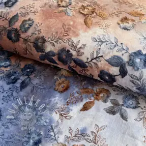 Bavlněná látka TIE DYE EMBROIDERY Poppy design I