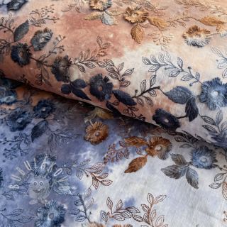Bavlněná látka TIE DYE EMBROIDERY Poppy design I