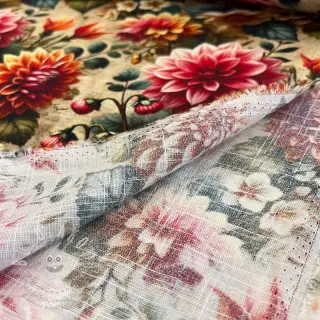 Viskóza se lnem Rosalie design A digital print