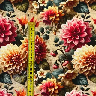 Viskóza se lnem Rosalie design A digital print