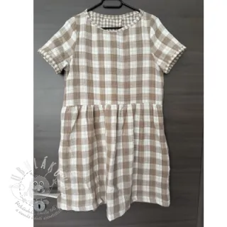 Dvojitá gázovina/mušelín Double sided CHECKS MINI sand