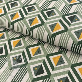 Dekorační látka Linenlook Geometric Graphic Diamond soft green