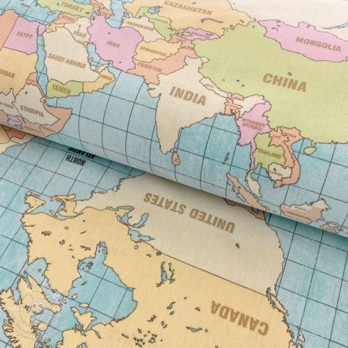 Dekorační látka premium World map vintage