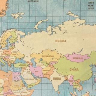 Dekorační látka premium World map vintage