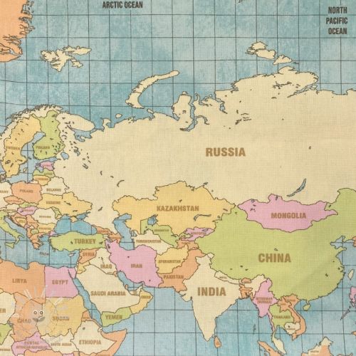 Dekorační látka premium World map vintage