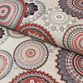 Dekorační látka Linenlook Geometric mandala red