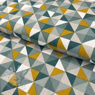 Dekorační látka Linenlook Geometric Tile bottle green