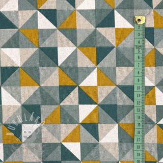 Dekorační látka Linenlook Geometric Tile bottle green