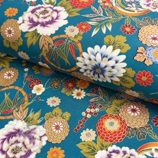 Bavlněná látka JAPAN Chihiro turquoise