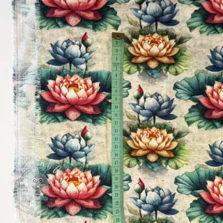 Viskóza se lnem Clover design D digital print