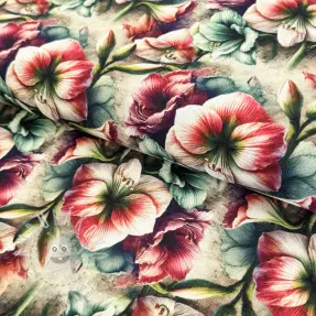 Viskóza se lnem Azalea design A digital print
