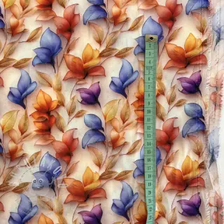 Viskóza RAYON POPLIN Leafs design D digital print