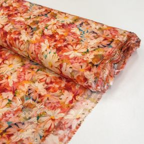 Viskóza RAYON POPLIN Oil painted flowers design F digital print