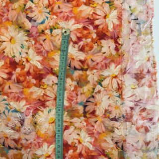 Viskóza RAYON POPLIN Oil painted flowers design F digital print