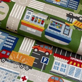 Dekorační látka Linenlook Car Roadmap