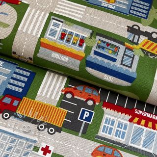Dekorační látka Linenlook Car Roadmap
