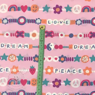 Bavlněná látka Love dream pink