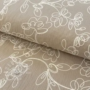 Dvojitá gázovina/mušelín EMBROIDERY Climbing flowers beige