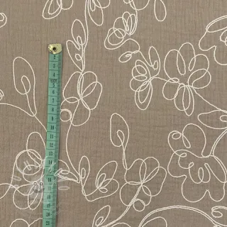 Dvojitá gázovina/mušelín EMBROIDERY Climbing flowers beige