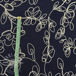 Dvojitá gázovina/mušelín EMBROIDERY Climbing flowers navy