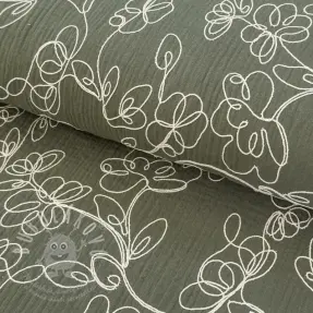 Dvojitá gázovina/mušelín EMBROIDERY Climbing flowers pickle
