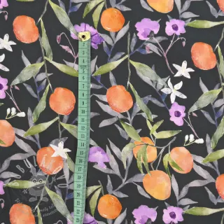 Viskóza SATIN Leaves and oranges digital print