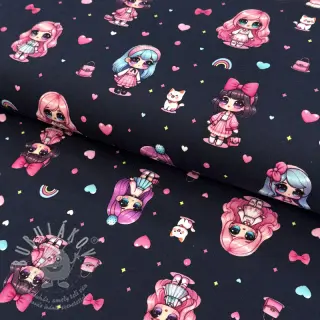 Úplet Dolls navy digital print