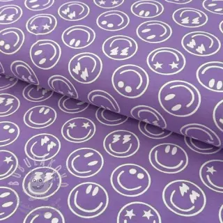 Úplet Happy faces lavender digital print