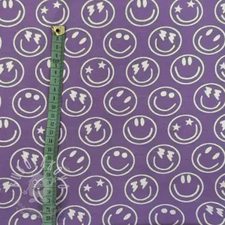 Úplet Happy faces lavender digital print