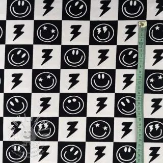 Úplet Happy faces square black digital print