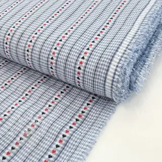 Bavlněná látka JACQUARD Hearts light blue