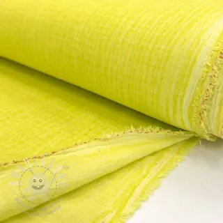 Dvojitá gázovina/mušelín Vintage neon yellow