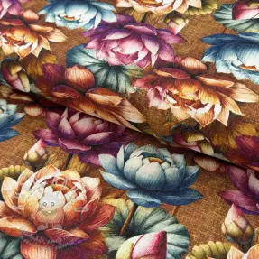 Viskóza se lnem Marigold design C digital print