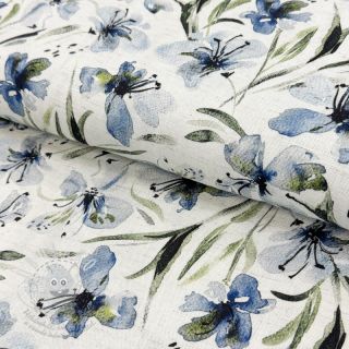 Viskóza se lnem Natural Lin Laurel blue digital print