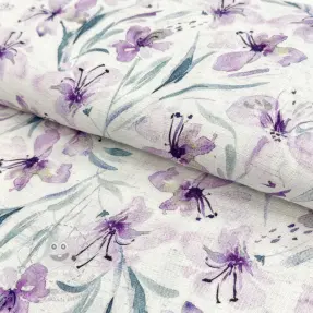 Viskóza se lnem Natural Lin Laurel purple digital print