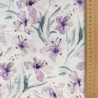 Viskóza se lnem Natural Lin Laurel purple digital print