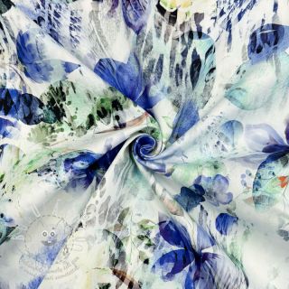 Bavlněná látka SATIN Maui blue digital print