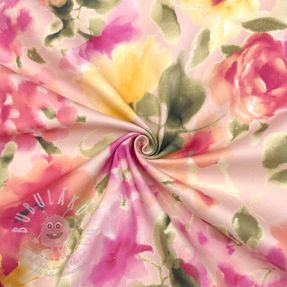 Bavlněná látka SATIN Kauai pink digital print