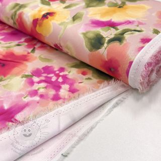 Bavlněná látka SATIN Kauai pink digital print