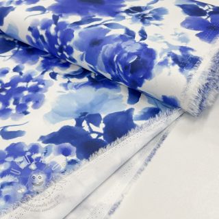 Bavlněná látka SATIN Kauai blue digital print