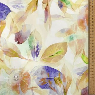 Bavlněná látka SATIN Hawaii yellow digital print