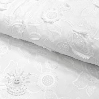 Bavlněná látka EMBROIDERY Catchy Swingy white