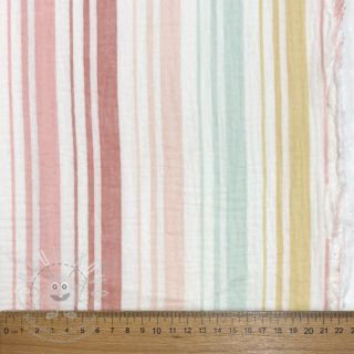 Dvojitá gázovina/mušelín Beach Stripe red