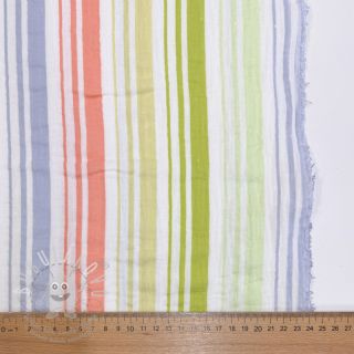 Dvojitá gázovina/mušelín Beach Stripe green
