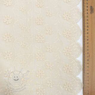 Bavlněná látka EMBROIDERY Catchy daisy ecru