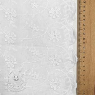 Bavlněná látka EMBROIDERY Catchy daisy white