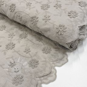 Bavlněná látka EMBROIDERY Catchy daisy beige